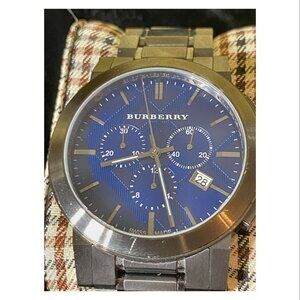 Burberry Men's Swiss Chronograph Gray Ion-Plated Stainless Steel Bracelet Watch